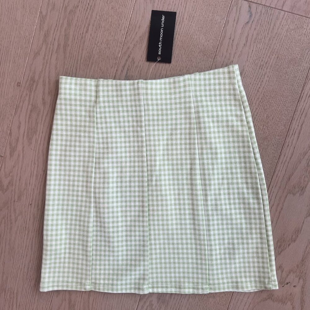 Mini Skirt Green Gingham Check Spring Summer Preppy Y2K Small New - Picture 8 of 8